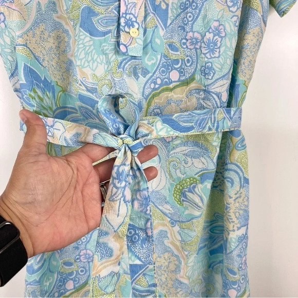 Vintage Blue Paisley Print Shirt Dress - Picture 5 of 10